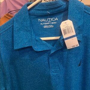 Nautica boys 18/20 Textured Teal Polo Shirt